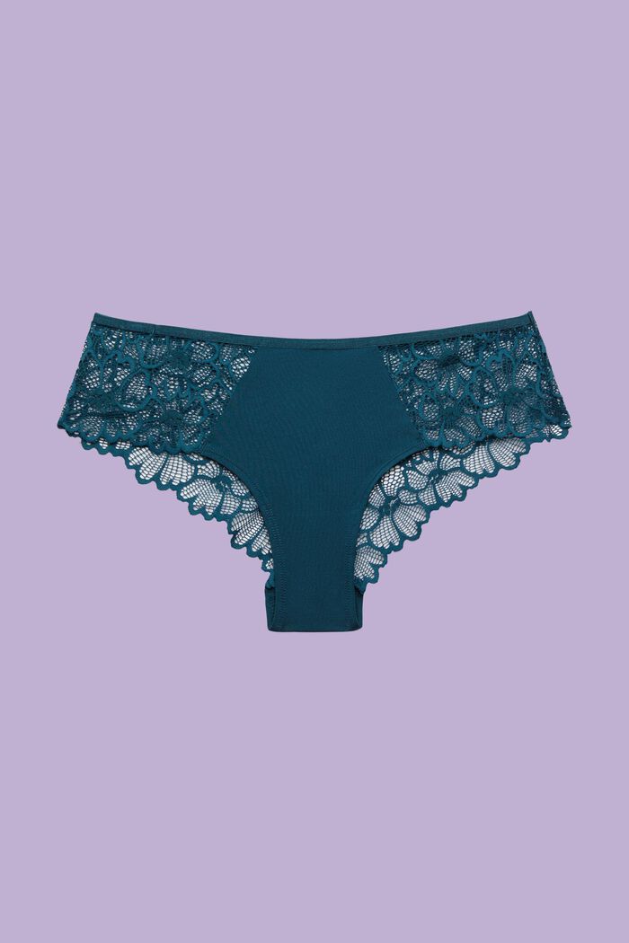 Brazilian shorts med blomsterblonde, PETROL BLUE, detail image number 3