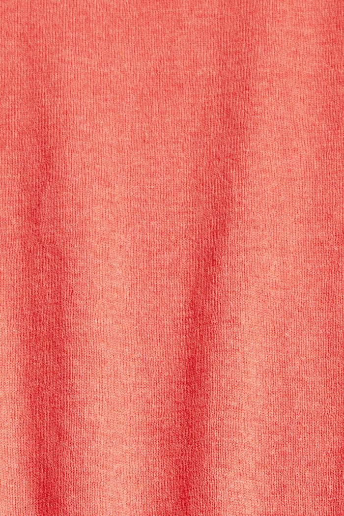 Finmasket striksweater i 100 % bomuld, CORAL, detail image number 1