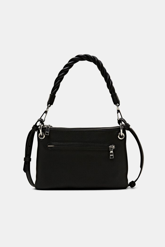 Lædertaske med flettet hank, BLACK, detail image number 0