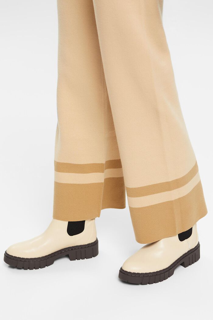 Tofarvede bukser i strik med vide ben, SAND, detail image number 4