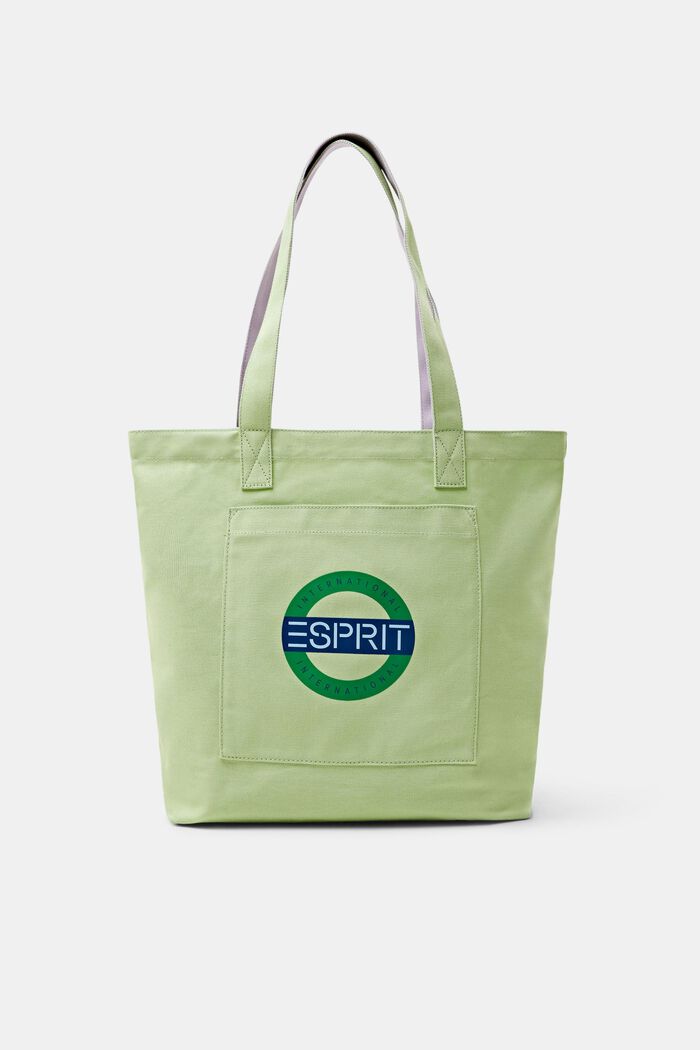 Shoppingtaske i canvas med logo, LIGHT GREEN, detail image number 0