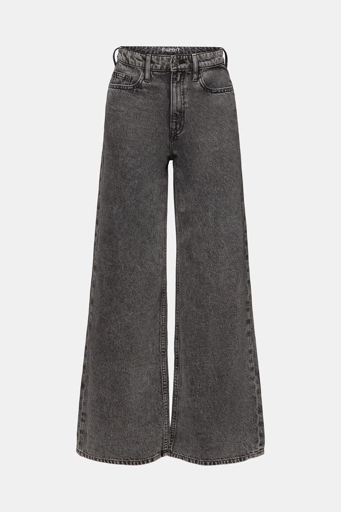 Retro-jeans med høj talje og vide ben, GREY DARK WASHED, detail image number 7