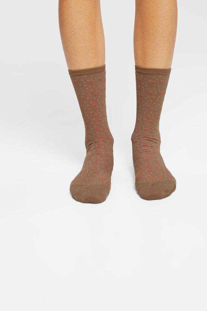 Pakke med 2 par sokker, økologisk bomuld, BROWN, detail image number 2