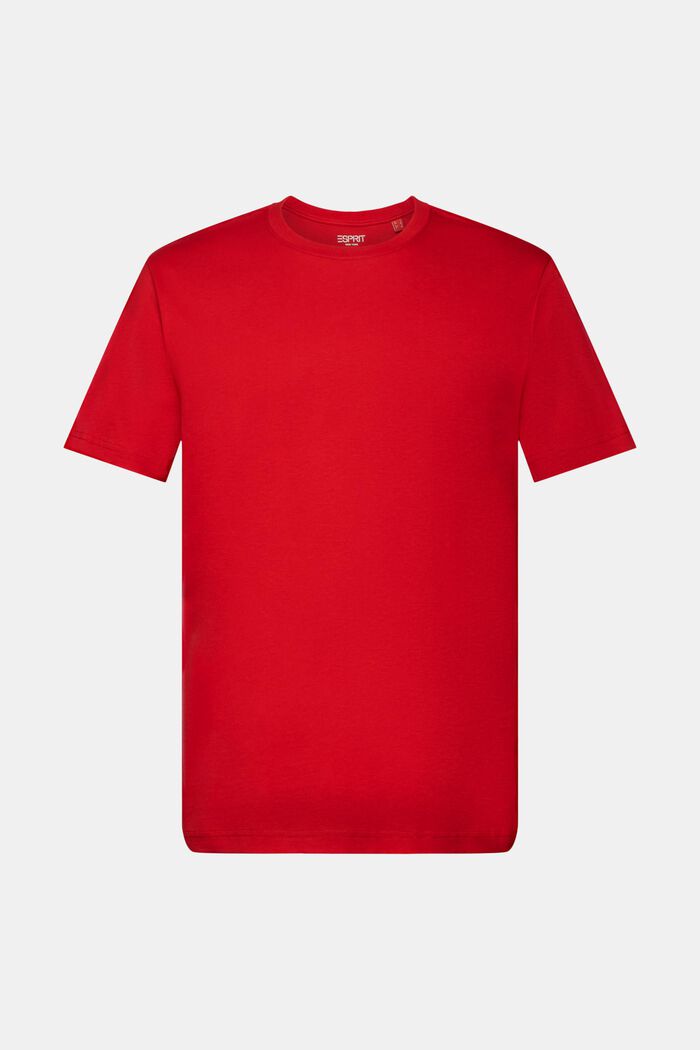 T-shirt i pima-bomuldsjersey med rund hals, DARK RED, detail image number 6