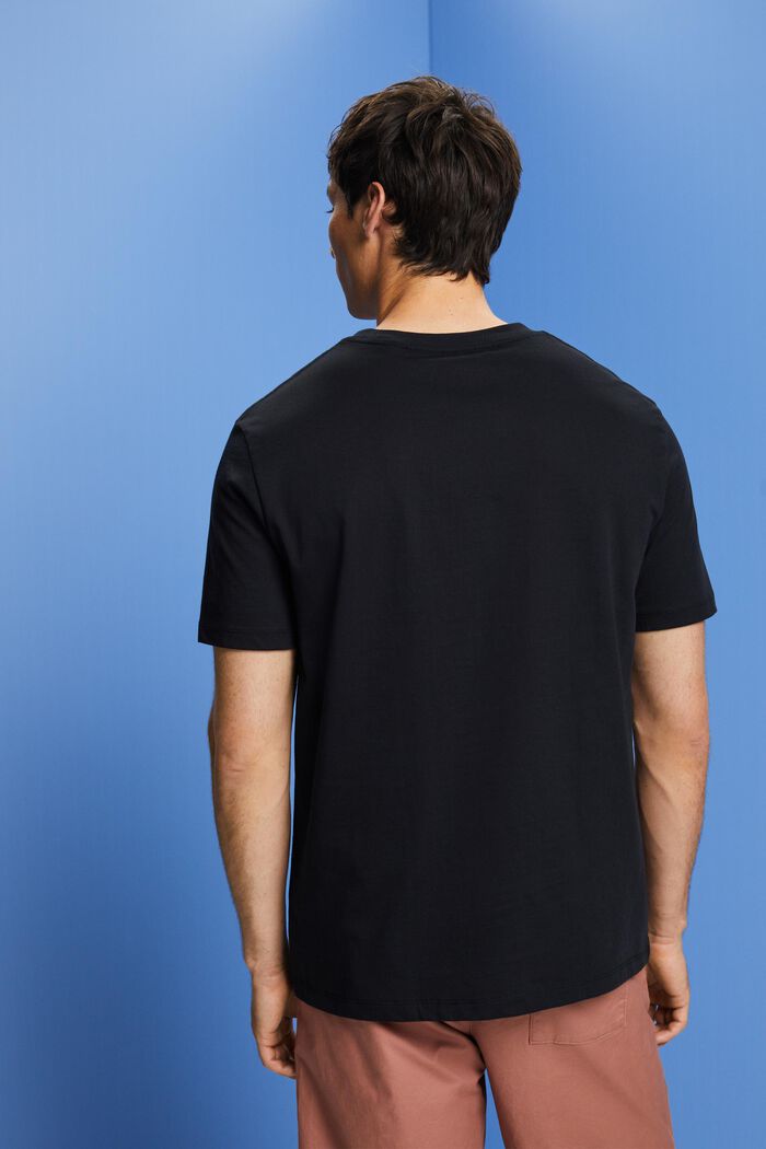 T-shirt med print på brystet, 100 % bomuld, BLACK, detail image number 3