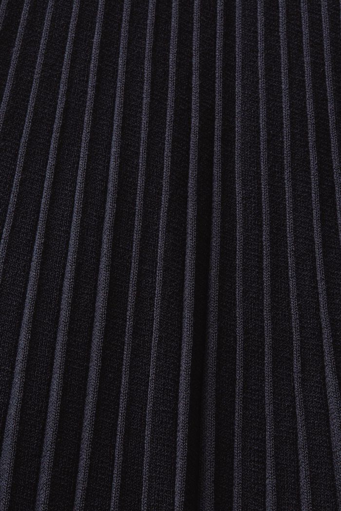 Plisseret midikjole med mock-rullekrave og korte ærmer, BLACK, detail image number 5
