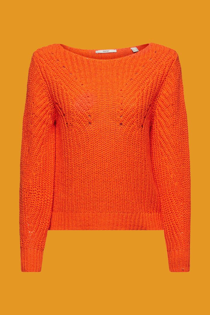 Sweater i åben strik, ORANGE RED, detail image number 6