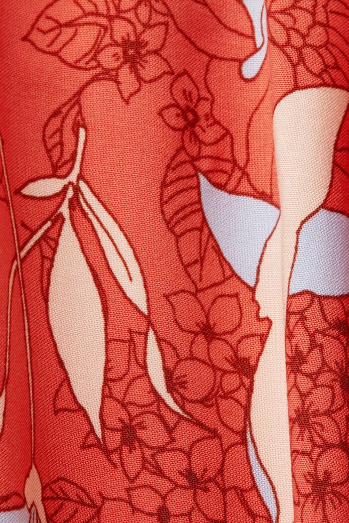 Mønstrede pull on-bukser med vide ben, CORAL ORANGE, detail image number 5