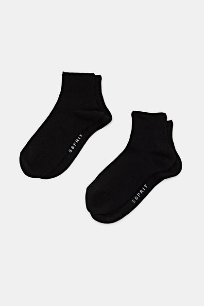 Pakke med 2 par sokker med blondemønster, uldmiks, BLACK, overview