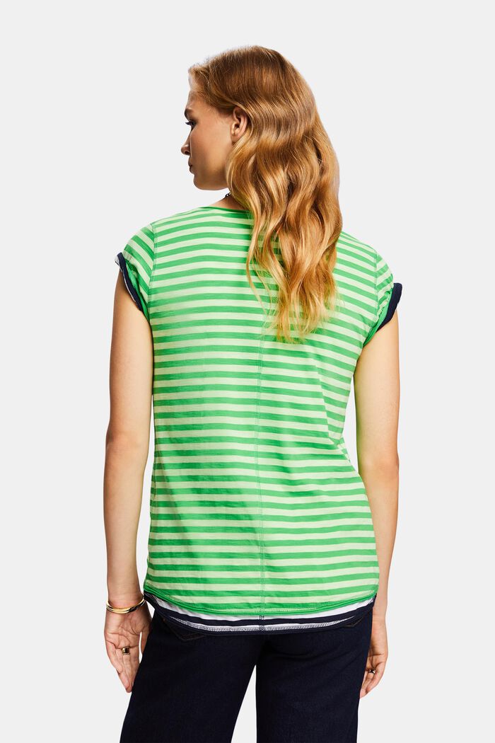 Stribet T-shirt med rullekant, GREEN, detail image number 3
