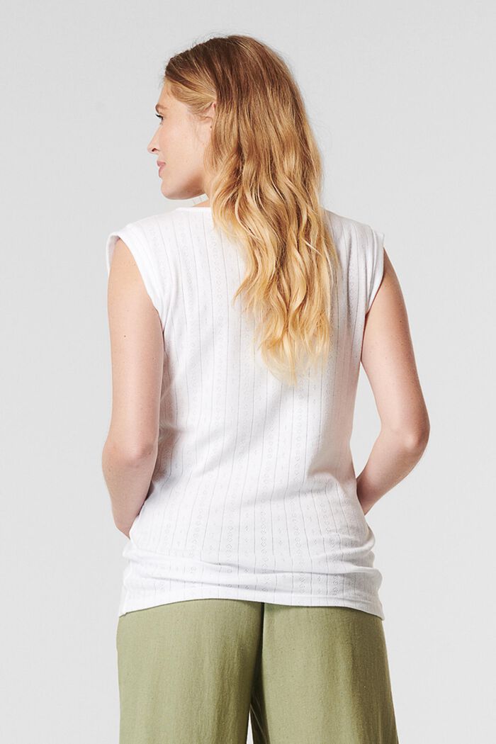T-shirt med fint hulmønster, økologisk bomuld, BRIGHT WHITE, detail image number 2