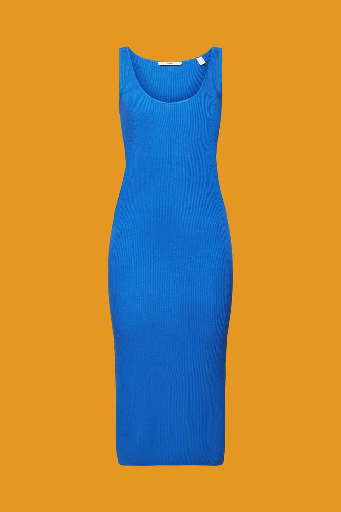 Kjole i ribstrik, hørmiks, BRIGHT BLUE, detail image number 8