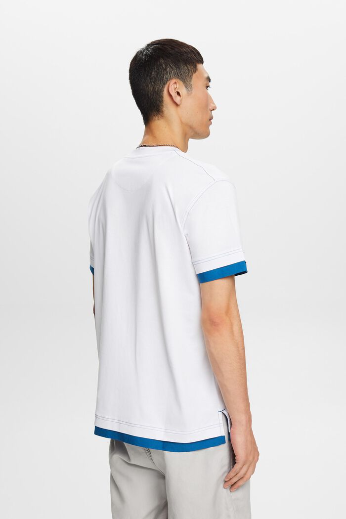 T-shirt m. rund hals, lag på lag-look, 100% bomuld, WHITE, detail image number 3